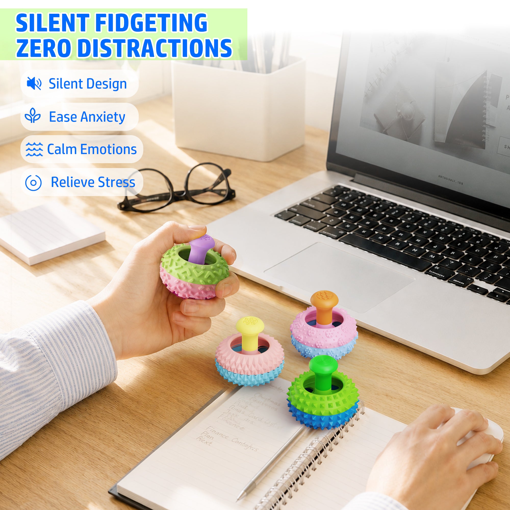 4/6pcs Thumb Rocker Stress Relief Fidget Toys for Kids Adults, Silicone Sensory Toys for Autism ADHD Anxiety, Fun Textures Gadgets, Office Desk Toy, Stocking Stuffers for Women Men Teen Gifts