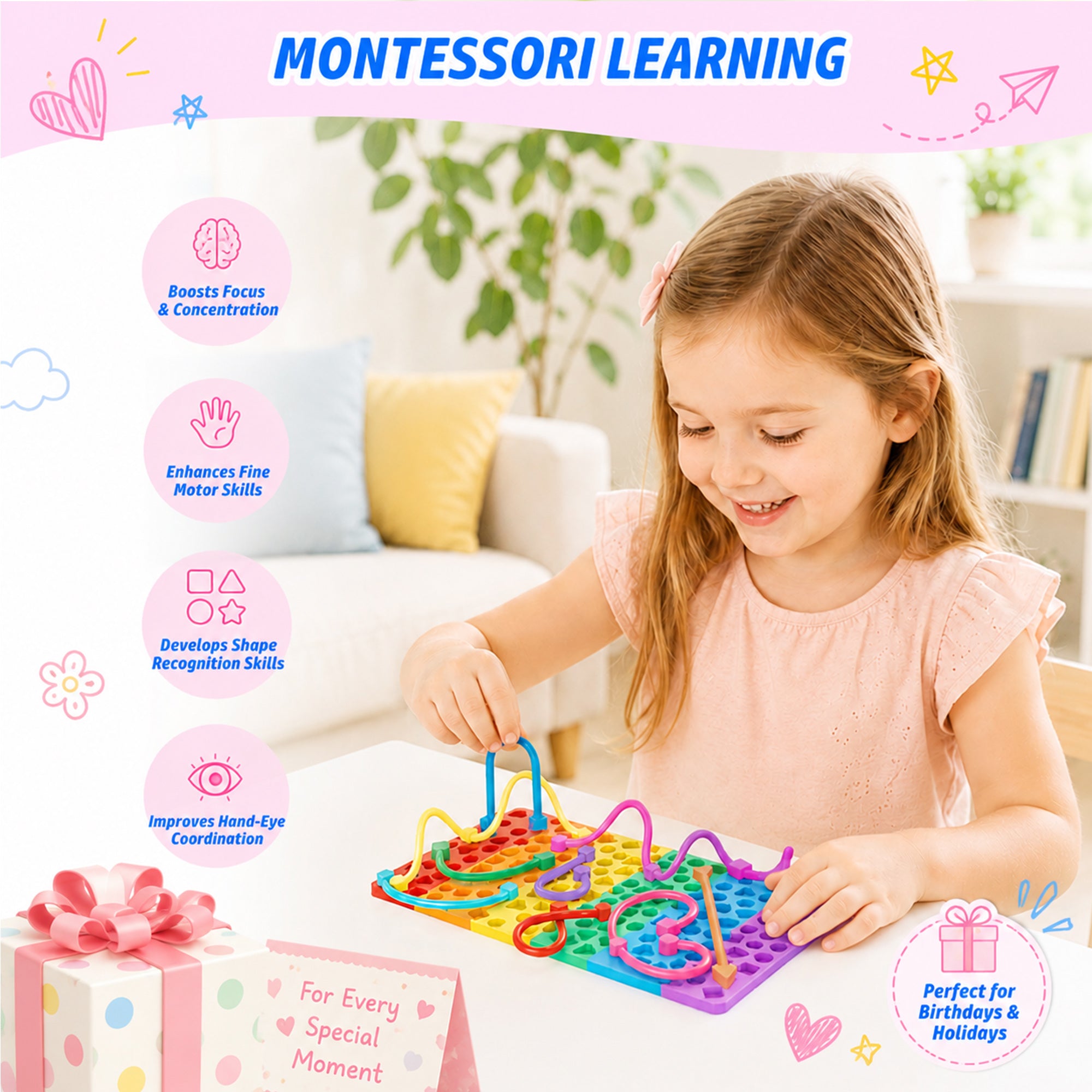 Silicone Sensory Activity Board | Shape Matching Fidget Toy for Focus, ADHD, Autism & Screen-Free Travel Play