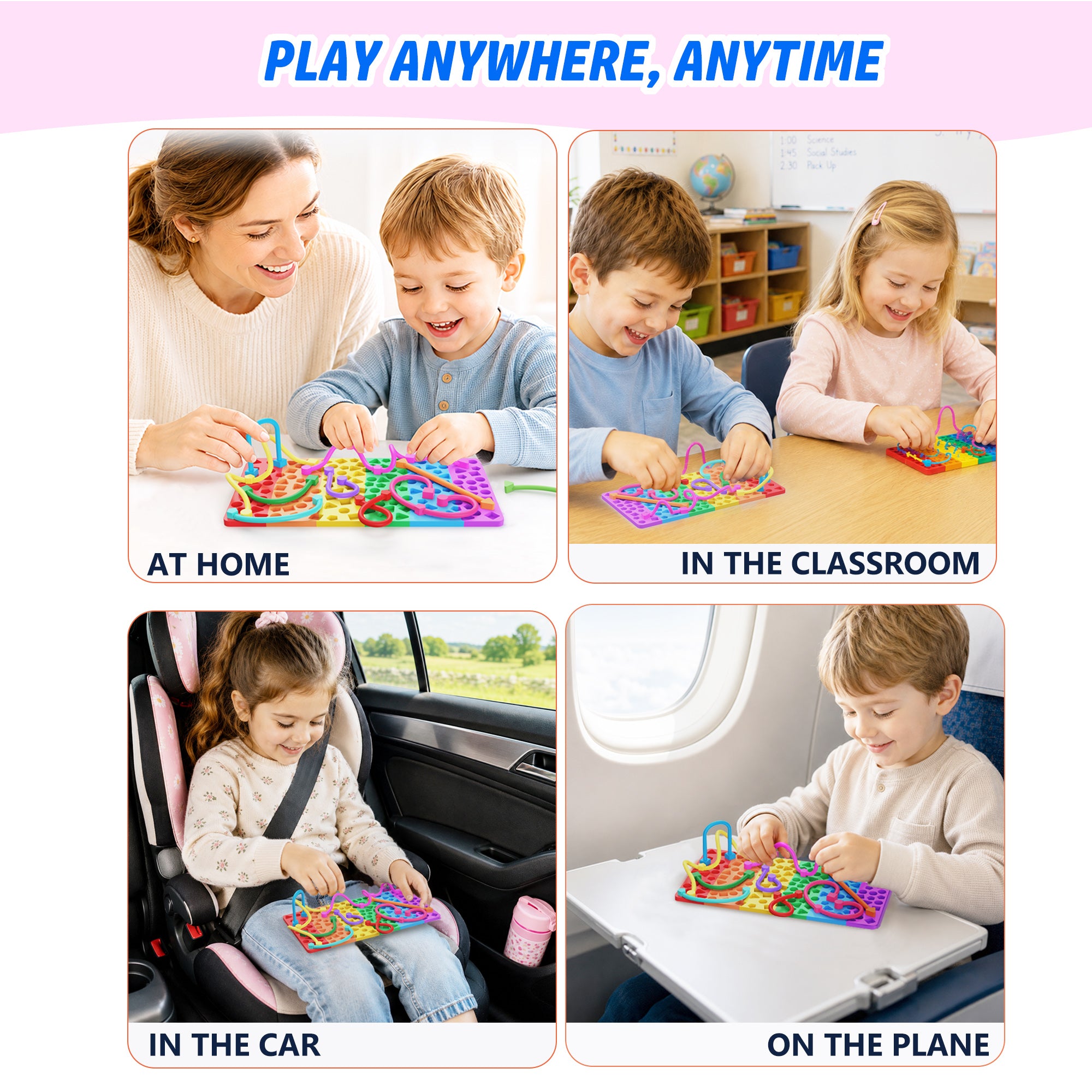 Silicone Sensory Activity Board | Shape Matching Fidget Toy for Focus, ADHD, Autism & Screen-Free Travel Play