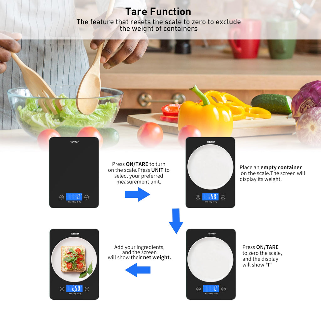 15kg Professional Digital Kitchen Scale - USB Rechargeable Precision Food Scale with Easy-Clean Glass Platform