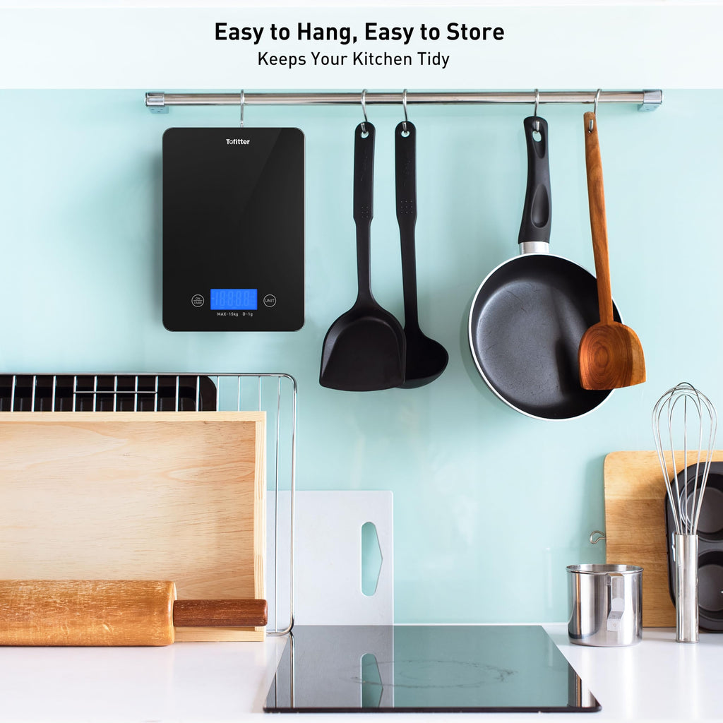 15kg Professional Digital Kitchen Scale - USB Rechargeable Precision Food Scale with Easy-Clean Glass Platform