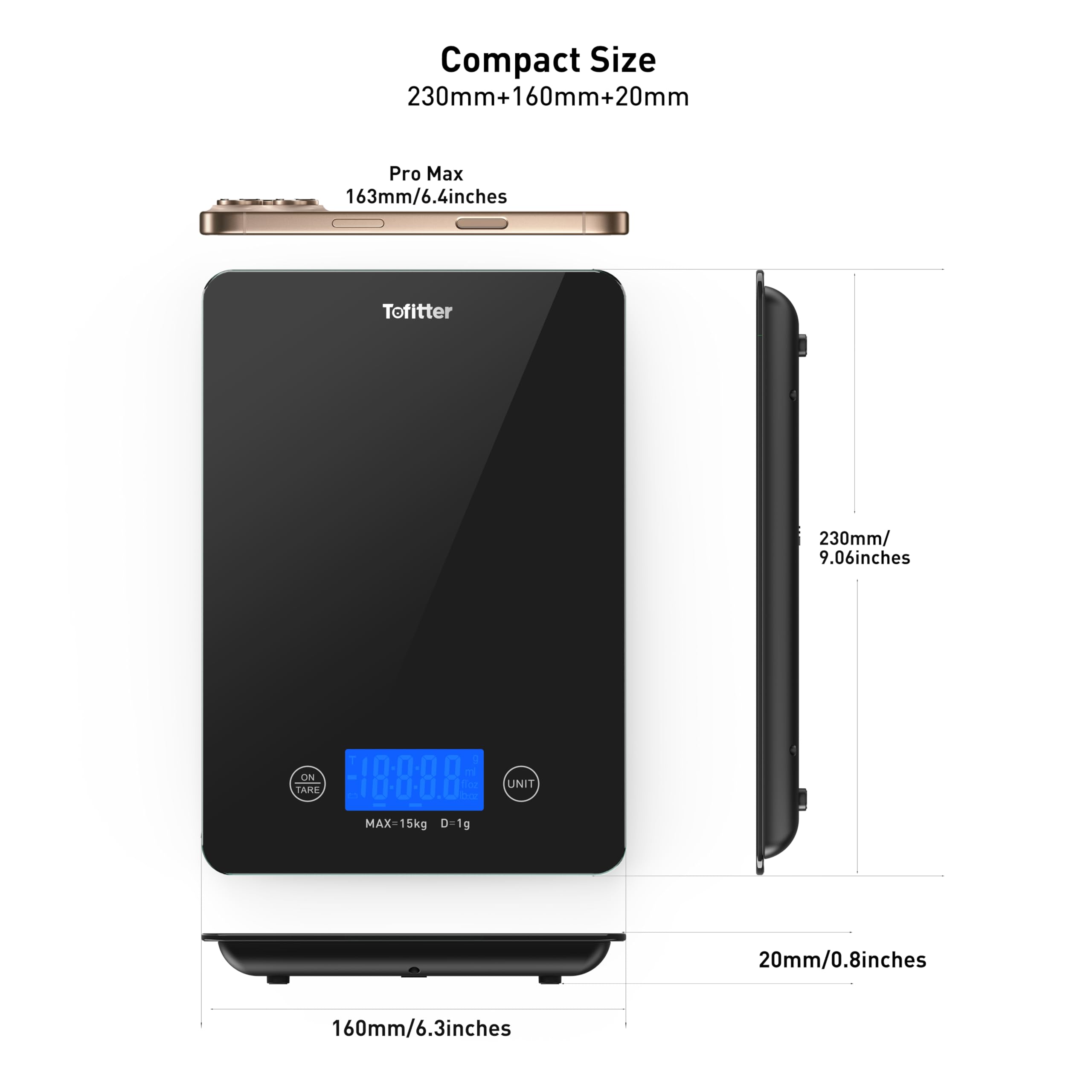 15kg Professional Digital Kitchen Scale - USB Rechargeable Precision Food Scale with Easy-Clean Glass Platform